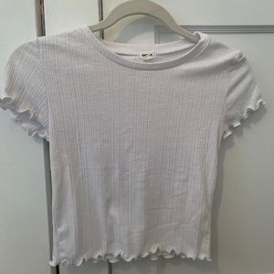 White ribbed short sleeved top